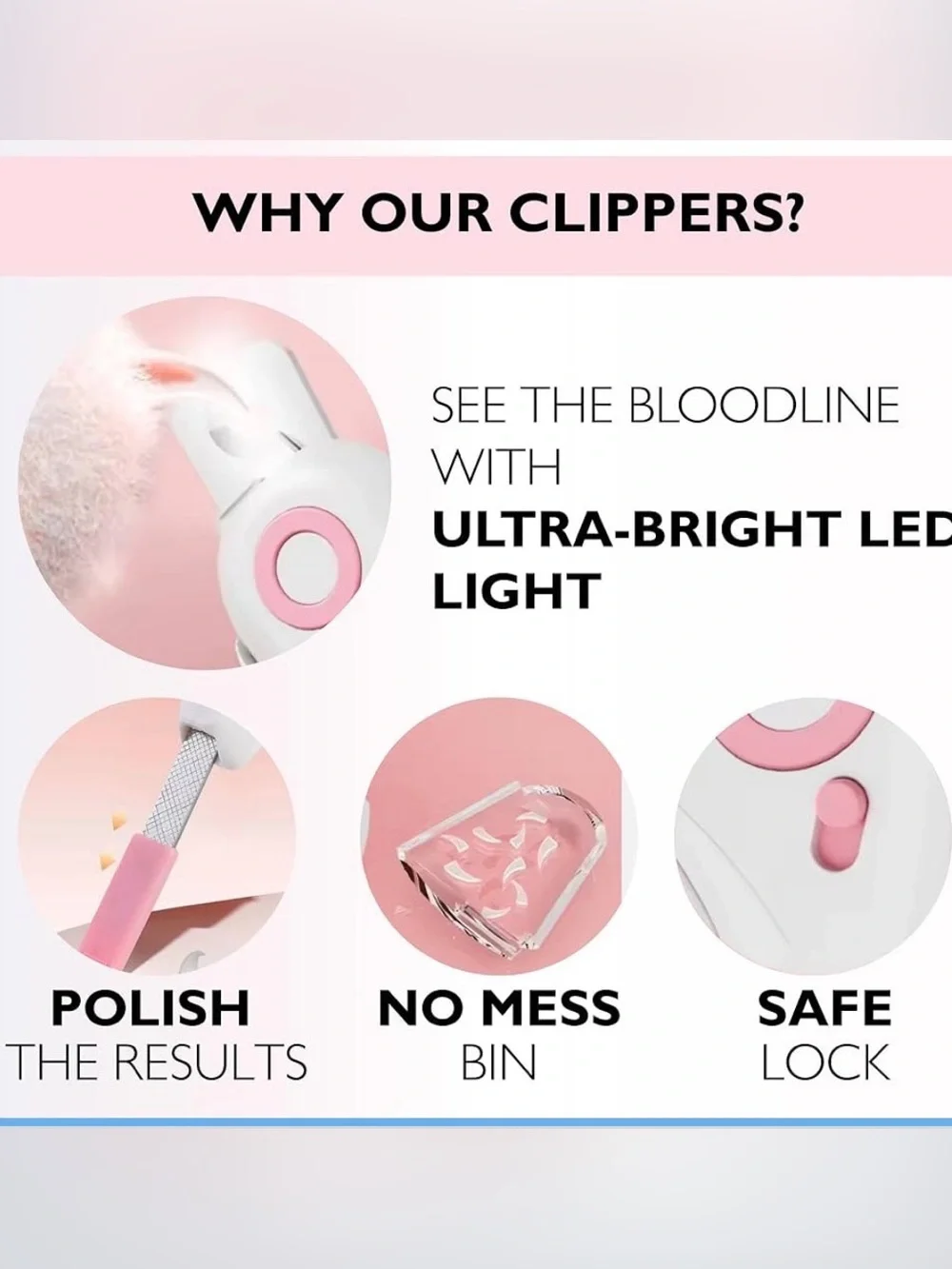 White & pink Pet Nail Clippers - Durable Precision Trimmer